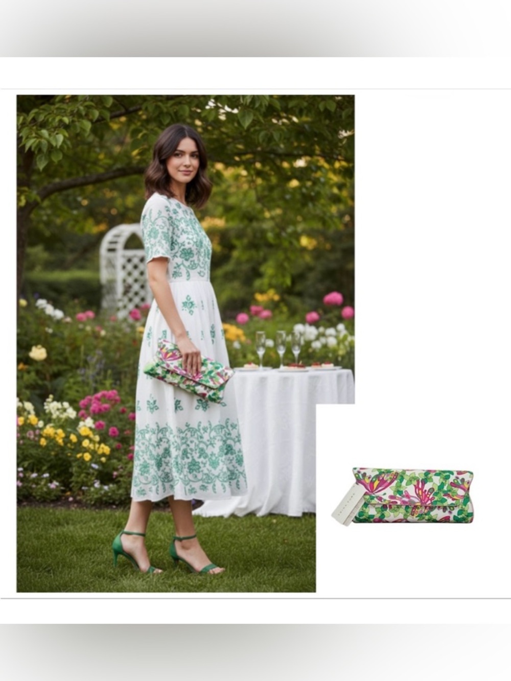 Trina Turk Floral Clutch envelope style with a magnetic snap closure NWT